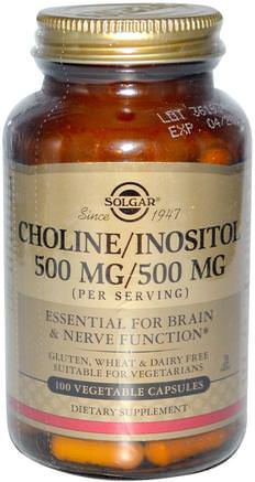 Choline/Inositol, 500mg/500 mg, 100 Vegetable Capsules by Solgar-Vitaminer, Kolin Och Inositol