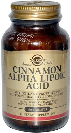 Cinnamon Alpha-Lipoic Acid, 60 Tablets by Solgar-Örter, Kanel Extrakt, Antioxidanter