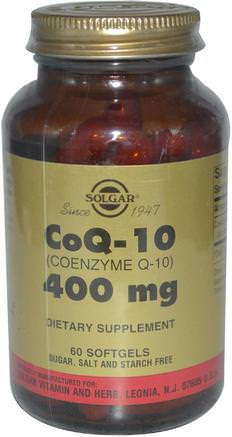 CoQ-10 (Coenzyme Q-10), 400 mg, 60 Softgels by Solgar-Kosttillskott, Koenzym Q10, Coq10 400 Mg