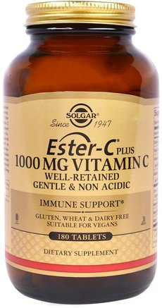 Ester-C Plus, Vitamin C, 1.000 mg, 180 Tablets by Solgar-Vitaminer, Vitamin C