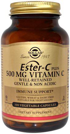 Ester-C Plus, Vitamin C, 500 mg, 100 Vegetable Capsules by Solgar-Vitaminer, Vitamin C