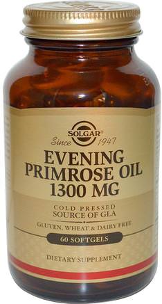 Evening Primrose Oil, 1300 mg, 60 Softgels by Solgar-Kosttillskott, Efa Omega 3 6 9 (Epa Dha), Kvicksilverolja, Mjölkgeler För Kvälls Primrosolja