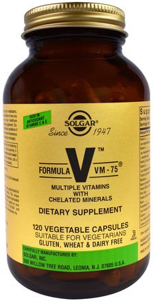 Formula V, VM-75, Multiple Vitamins with Chelated Minerals, 120 Vegetable Capsules by Solgar-Sverige