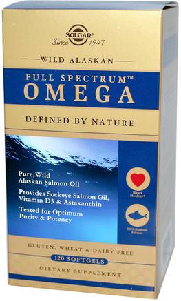 Full Spectrum Omega, Wild Alaskan, 120 Softgels by Solgar-Kosttillskott, Efa Omega 3 6 9 (Epa Dha), Laxolja