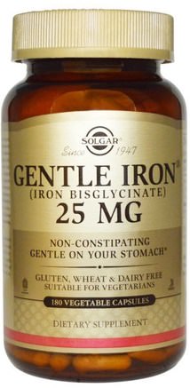 Gentle Iron, 25 mg, 180 Vegetable Capsules by Solgar-Kosttillskott, Mineraler, Järn