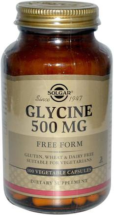 Glycine, 500 mg, 100 Vegetable Capsules by Solgar-Kosttillskott, Aminosyror, L Glycin