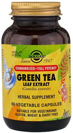 Green Tea Leaf Extract, 60 Vegetable Capsules by Solgar-Kosttillskott, Antioxidanter, Grönt Te