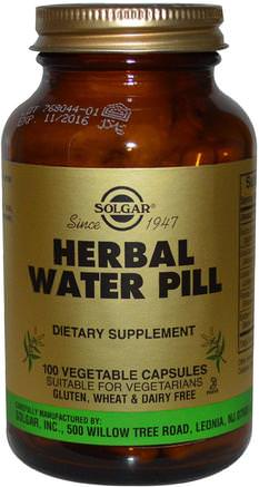 Herbal Water Pill, 100 Vegetable Capsules by Solgar-Kosttillskott, Diuretika Vattenpiller