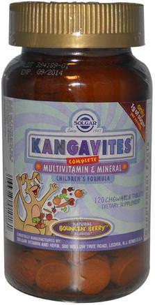 Kangavites, Complete Multivitamin & Mineral Childrens Formula, Berry Flavor, 120 Chewable Tablets by Solgar-Vitaminer, Multivitaminer, Barn Multivitaminer