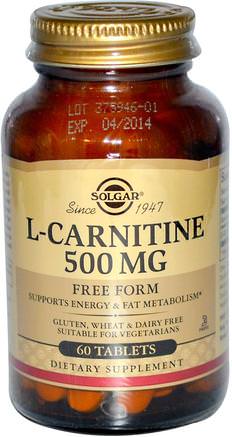 L-Carnitine, 500 mg, 60 Tablets by Solgar-Kosttillskott, Aminosyror, L Karnitin