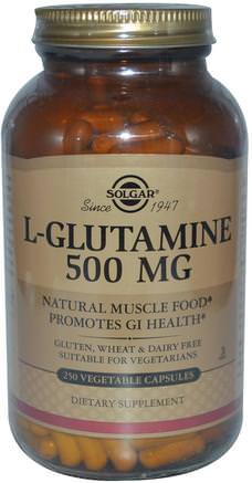 L-Glutamine, 500 MG, 250 Vegetable Capsules by Solgar-Kosttillskott, Aminosyror, L Glutamin, L-Glutaminhylsor
