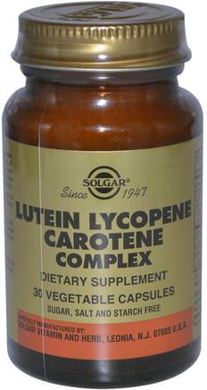 Lutein Lycopene Carotene Complex, 30 Vegetable Capsules by Solgar-Kosttillskott, Karotenoider