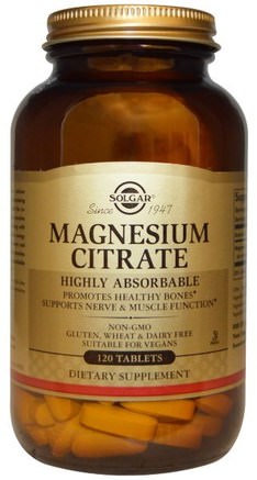 Magnesium Citrate, 120 Tablets by Solgar-Kosttillskott, Mineraler, Magnesiumcitrat
