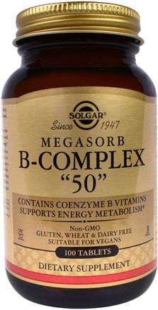 Megasorb B-Complex 50, 100 Tablets by Solgar-Vitaminer, Vitamin B-Komplex
