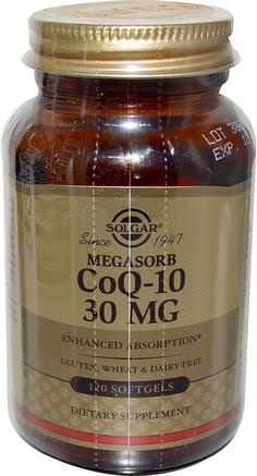 Megasorb CoQ-10, 30 mg, 120 Softgels by Solgar-Kosttillskott, Koenzym Q10
