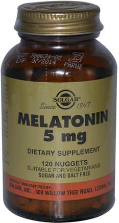 Melatonin, 5 mg, 120 Nuggets by Solgar-Kosttillskott, Melatonin 5 Mg, Sömn