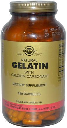 Natural Gelatin with Calcium Carbonate, 250 Capsules by Solgar-Hälsa, Nagelhälsa, Gelatin