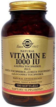Natural Vitamin E, 1000 IU, 100 Softgels by Solgar-Vitaminer, Vitamin E