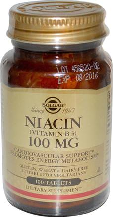 Niacin (Vitamin B3), 100 mg, 100 Tablets by Solgar-Vitaminer, Vitamin B, Vitamin B3, Vitamin B3 - Niacin