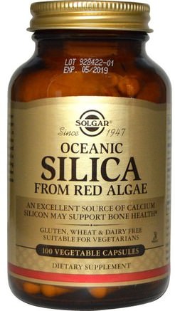 Oceanic Silica, From Red Algae, 100 Vegetable Capsules by Solgar-Kosttillskott, Mineraliska Mineralaller, Mineraler
