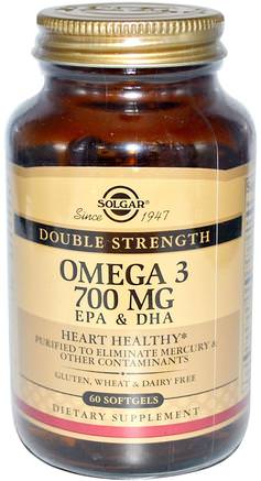 Omega-3, 700 mg, EPA & DHA, 60 Softgels by Solgar-Kosttillskott, Efa Omega 3 6 9 (Epa Dha), Omega 369 Caps / Tabs