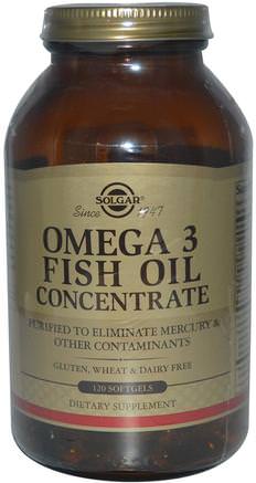 Omega-3 Fish Oil Concentrate, 120 Softgels by Solgar-Kosttillskott, Efa Omega 3 6 9 (Epa Dha), Fiskolja, Mjölkgjorda Fiskoljor