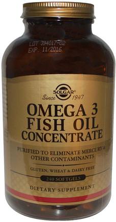 Omega-3 Fish Oil Concentrate, 240 Softgels by Solgar-Kosttillskott, Efa Omega 3 6 9 (Epa Dha), Omega 369 Caps / Tabs