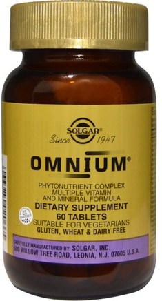 Omnium, Phytonutrient Complex Multiple Vitamin and Mineral Formula, 60 Tablets by Solgar-Vitaminer, Multivitaminer