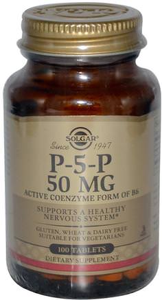 P-5-P, 50 mg, 100 Tablets by Solgar-Vitaminer, Vitamin B, Vitamin B6 - Pyridoxin, P 5 P (Pyridoxalfosfat)