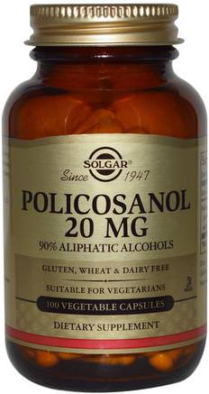 Policosanol, 20 mg, 100 Vegetable Capsules by Solgar-Kosttillskott, Polikosanol