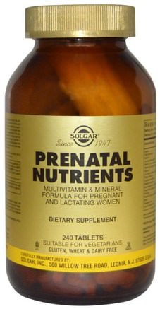 Prenatal Nutrients, Multivitamin & Mineral, 240 Tablets by Solgar-Vitaminer, Prenatala Multivitaminer