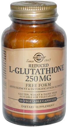 Reduced L-Glutathione, Free Form, 250 mg, 60 Vegetable Capsules by Solgar-Kosttillskott, Antioxidanter, L Glutation