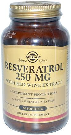 Resveratrol, 250 mg, 60 Softgels by Solgar-Kosttillskott, Antioxidanter, Resveratrol