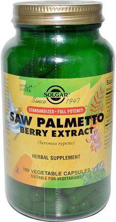 Saw Palmetto Berry Extract, 180 Vegetable Capsules by Solgar-Hälsa, Män