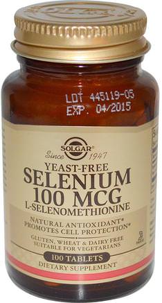Selenium, Yeast-Free, 100 mcg, 100 Tablets by Solgar-Kosttillskott, Antioxidanter, Selen