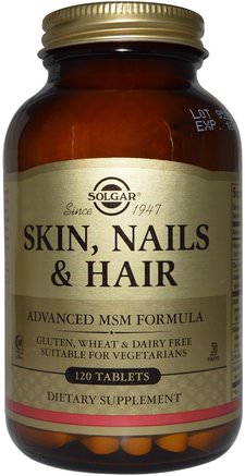 Skin, Nails & Hair, Advanced MSM Formula, 120 Tablets by Solgar-Bad, Skönhet, Hårförtunning Och Återväxt, Kvinnor, Hud