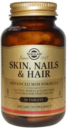 Skin, Nails & Hair, Advanced MSM Formula, 60 Tablets by Solgar-Hälsa, Kvinnor, Hud