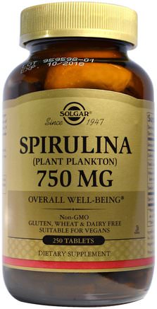 Spirulina, 750 mg, 250 Tablets by Solgar-Kosttillskott, Spirulina