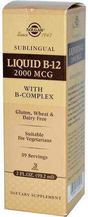 Sublingual, Liquid B12, 2000 MCG, 2 fl oz (59.2 ml) by Solgar-Vitaminer, Vitamin B, Vitamin B12, Vitamin B12 - Flytande, Vitamin B-Komplex