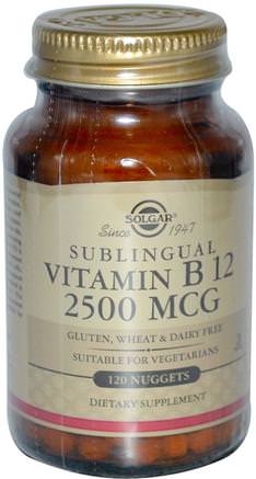 Sublingual Vitamin B12, 2500 mcg, 120 Nuggets by Solgar-Vitaminer, Vitamin B