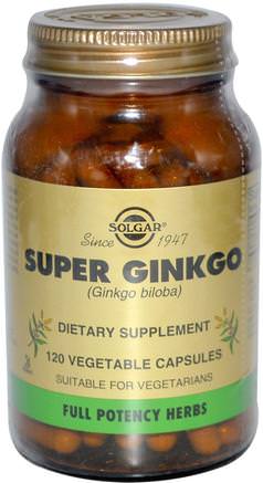 Super Ginkgo, 120 Vegetable Capsules by Solgar-Örter, Ginkgo Biloba