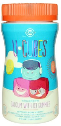 U Cubes, Childrens Calcium With D3 Gummies, 60 Gummies by Solgar-Kosttillskott, Mineraler, Kalcium, Tuggbara Kalcium, Barns Hälsa, Kosttillskott Barn