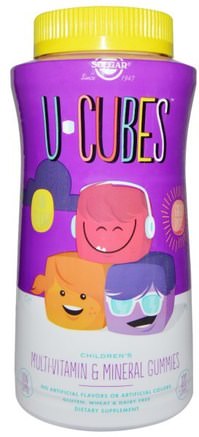 U-Cubes, Childrens Multi-Vitamin & Mineral Gummies, 120 Gummies by Solgar-Vitaminer, Multivitaminer, Multivitamingummier, Barn Multivitaminer