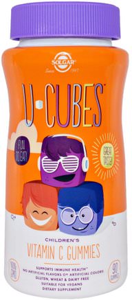 U-Cubes, Childrens Vitamin C Gummies, 90 Gummiues by Solgar-Barns Hälsa, Kosttillskott Barn, Vitamin C, Vitamin C Gummies