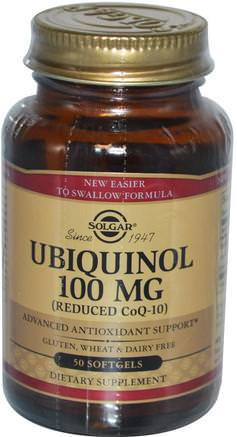 Ubiquinol (Reduced CoQ10), 100 mg, 50 Softgels by Solgar-Sverige