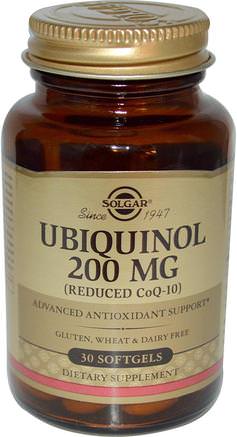 Ubiquinol (Reduced CoQ10), 200 mg, 30 Softgels by Solgar-Kosttillskott, Antioxidanter, Ubiquinol Qh, Ubiquinol Coq10 200 Mg