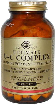 Ultimate B+C Complex, 90 Tablets by Solgar-Vitaminer, Vitamin B-Komplex, Hälsa, Anti Stress