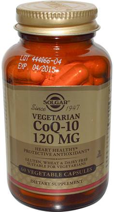 Vegetarian CoQ-10, 120 mg, 60 Vegetable Capsules by Solgar-Kosttillskott, Koenzym Q10