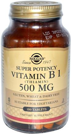 Vitamin B1 (Thiamin), 500 mg, 100 Tablets by Solgar-Vitaminer, Vitamin B