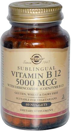 Sublingual Vitamin B12, 5000 mcg, 60 Nuggets by Solgar-Vitaminer, Vitamin B